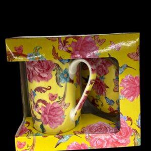 Floral Mug Set yellow and pink with cover Perfect Gift for Winter & Fall
